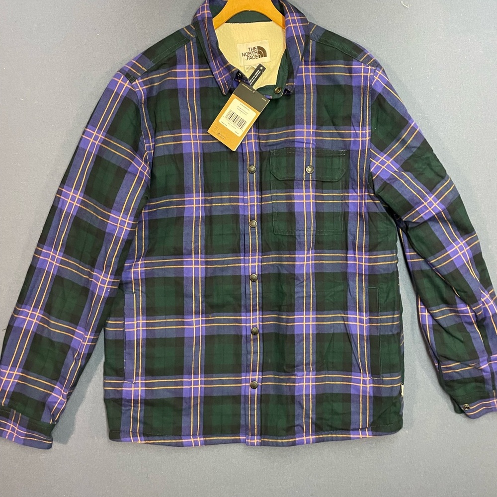 The North Face Green and Purple Plaid Shirt Jacket